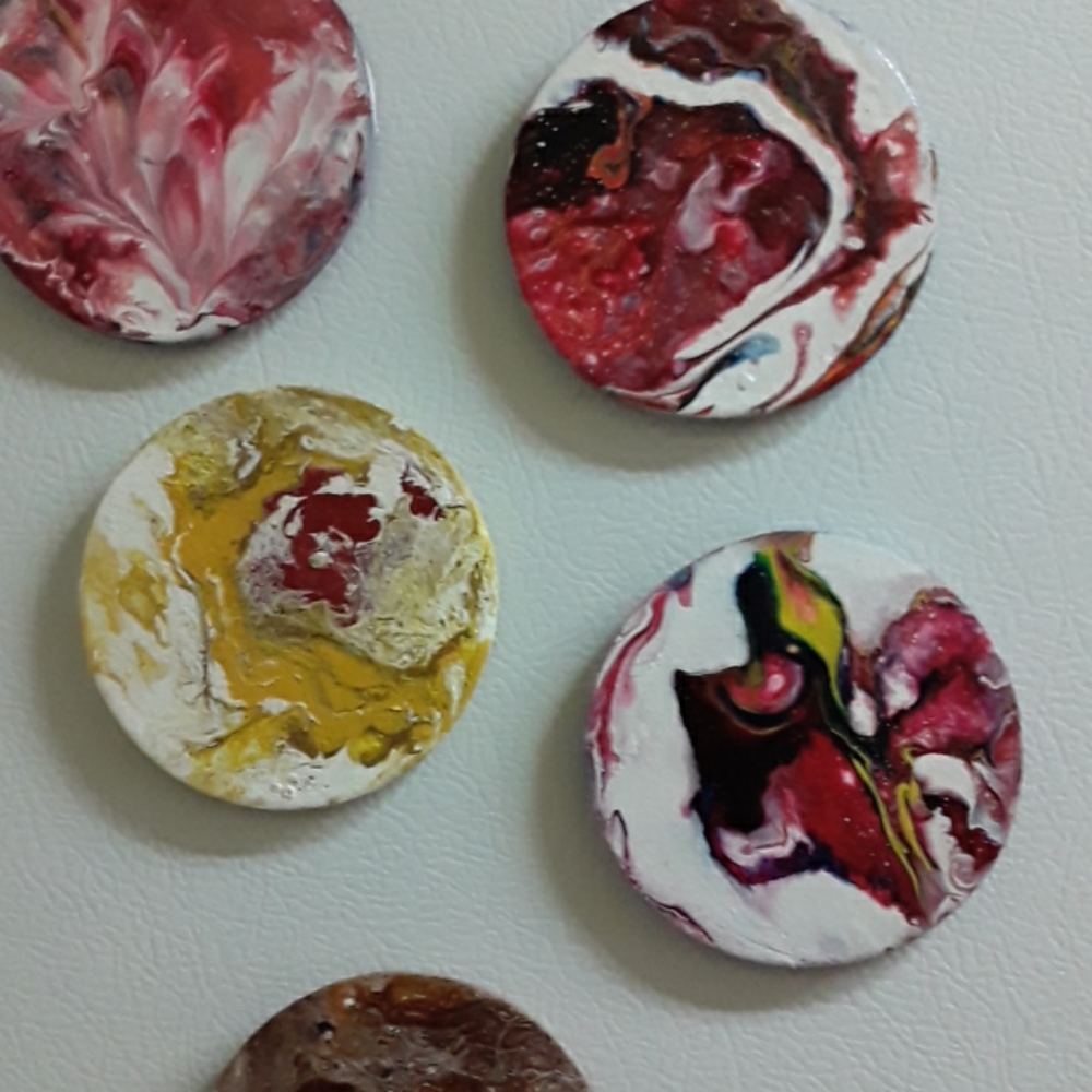 Handpainted Custom Acrylic Pour Magnets - Picture 4 of 4